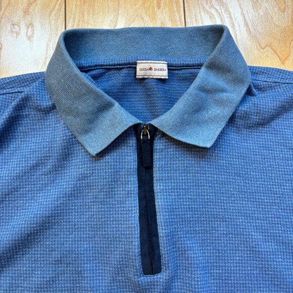 Luciano Barbera Cotton 1/4 Zip Collared Polo Shirt Blue Italy Men's Size Large - Picture 5 of 7